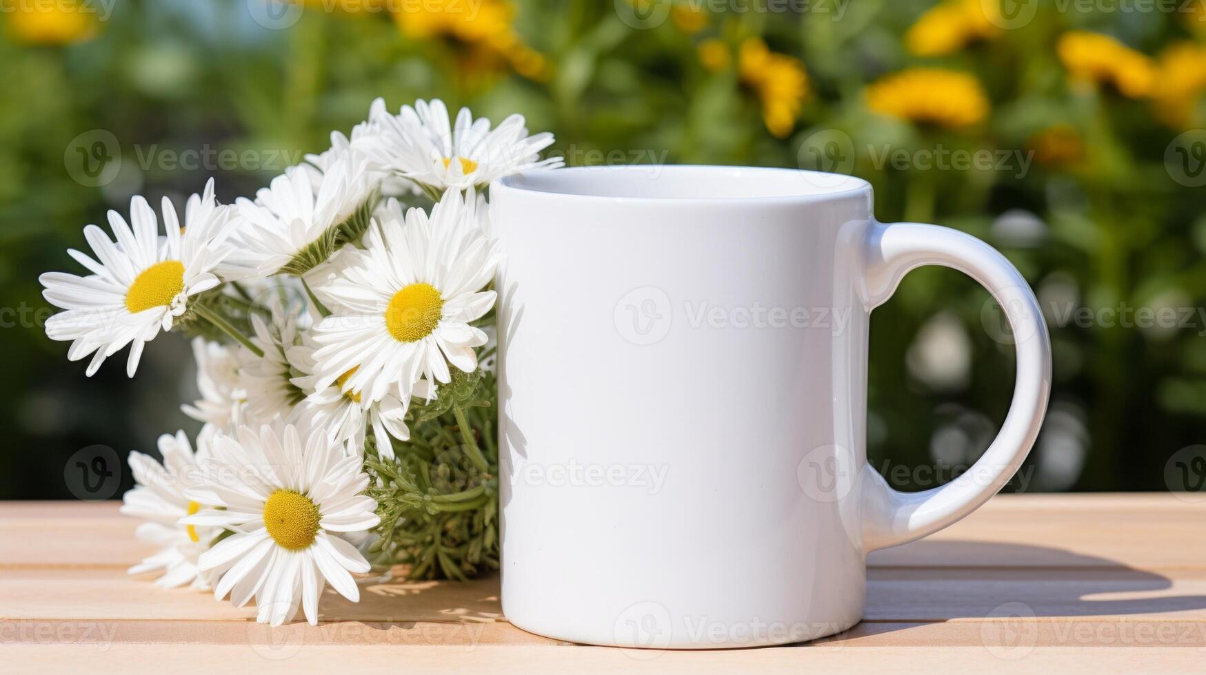 blanc café tasse avec Vide devant, réaliste sur une maquette modèle photo