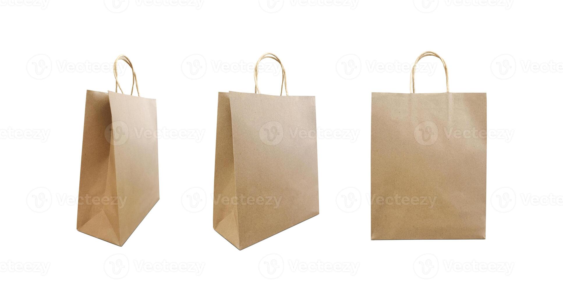 marron papier sac achats Sacs isolé sur blanc Contexte photo