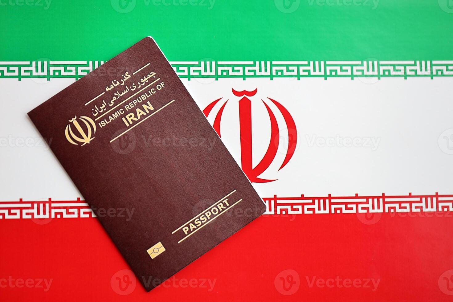 rouge islamique république de J'ai couru passeport sur nationale drapeau Contexte proche en haut photo