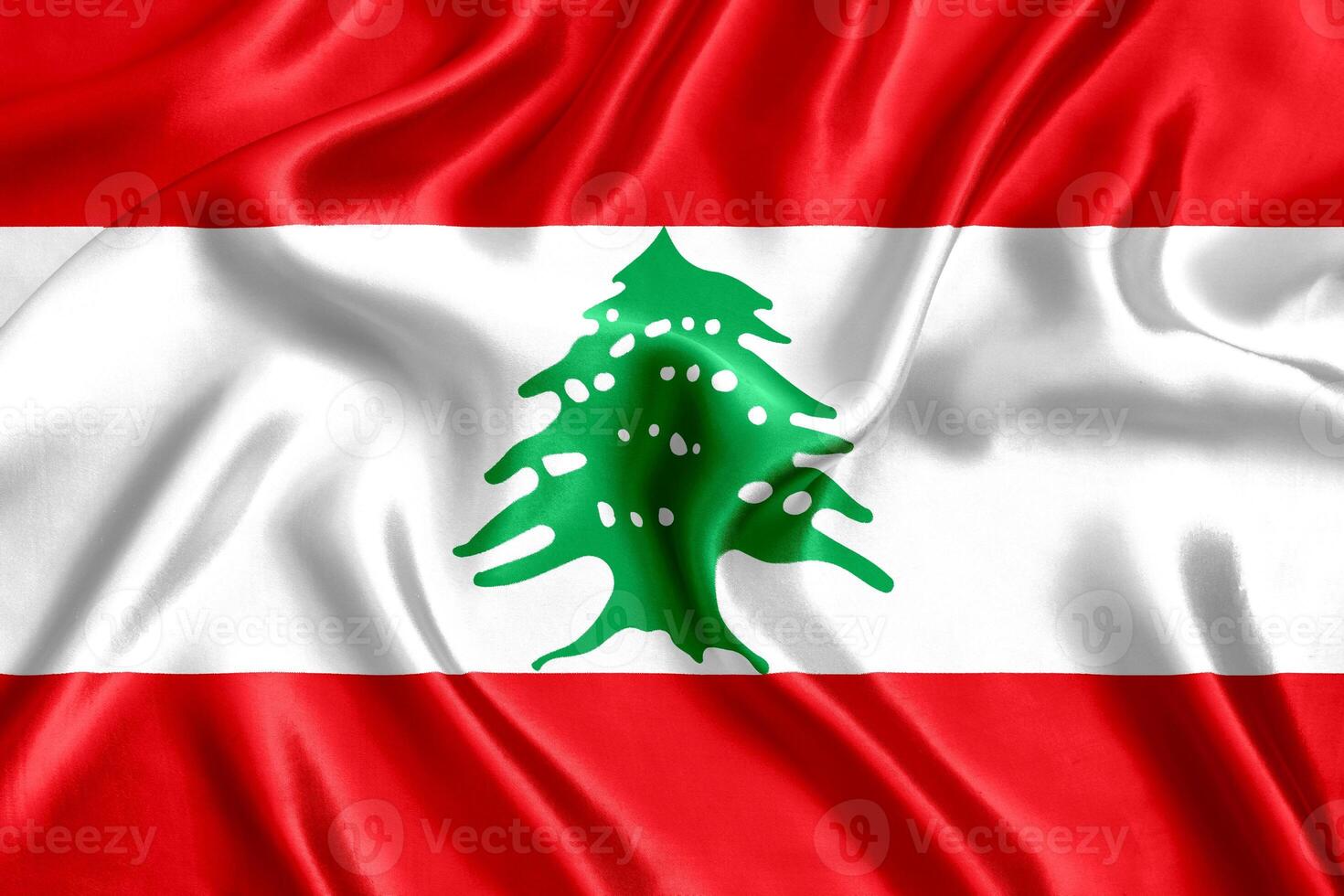 drapeau de Liban soie fermer photo