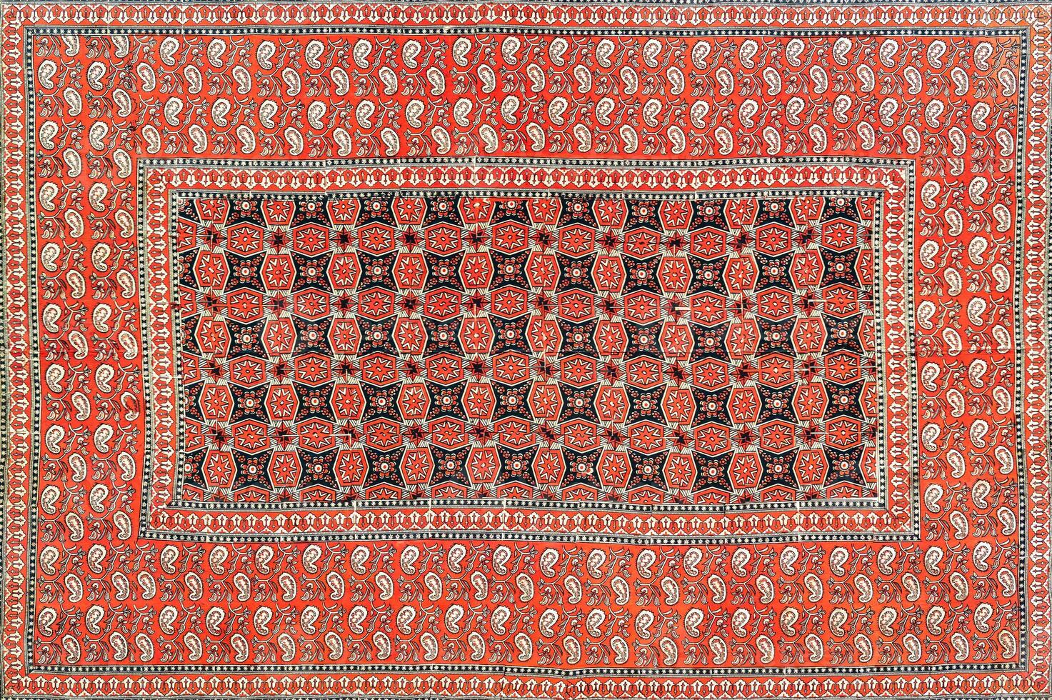 coloré ancien couverture fabriqué par main. Oriental couture de le 19e siècle. abstrait Contexte. photo