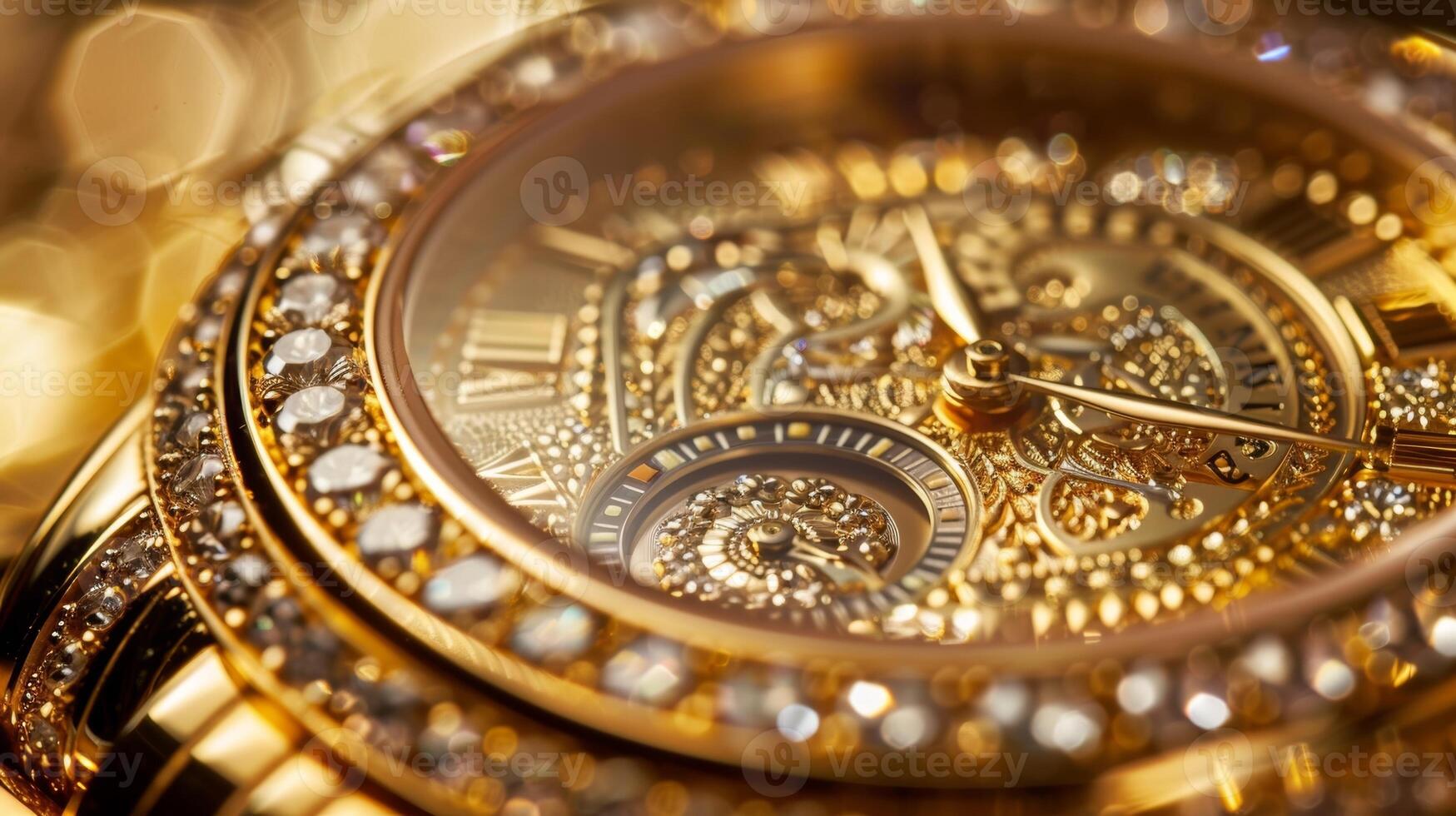 une montre avec complexe or détaillant lueurs en dessous de le lumière une symbole de richesse et opulence photo