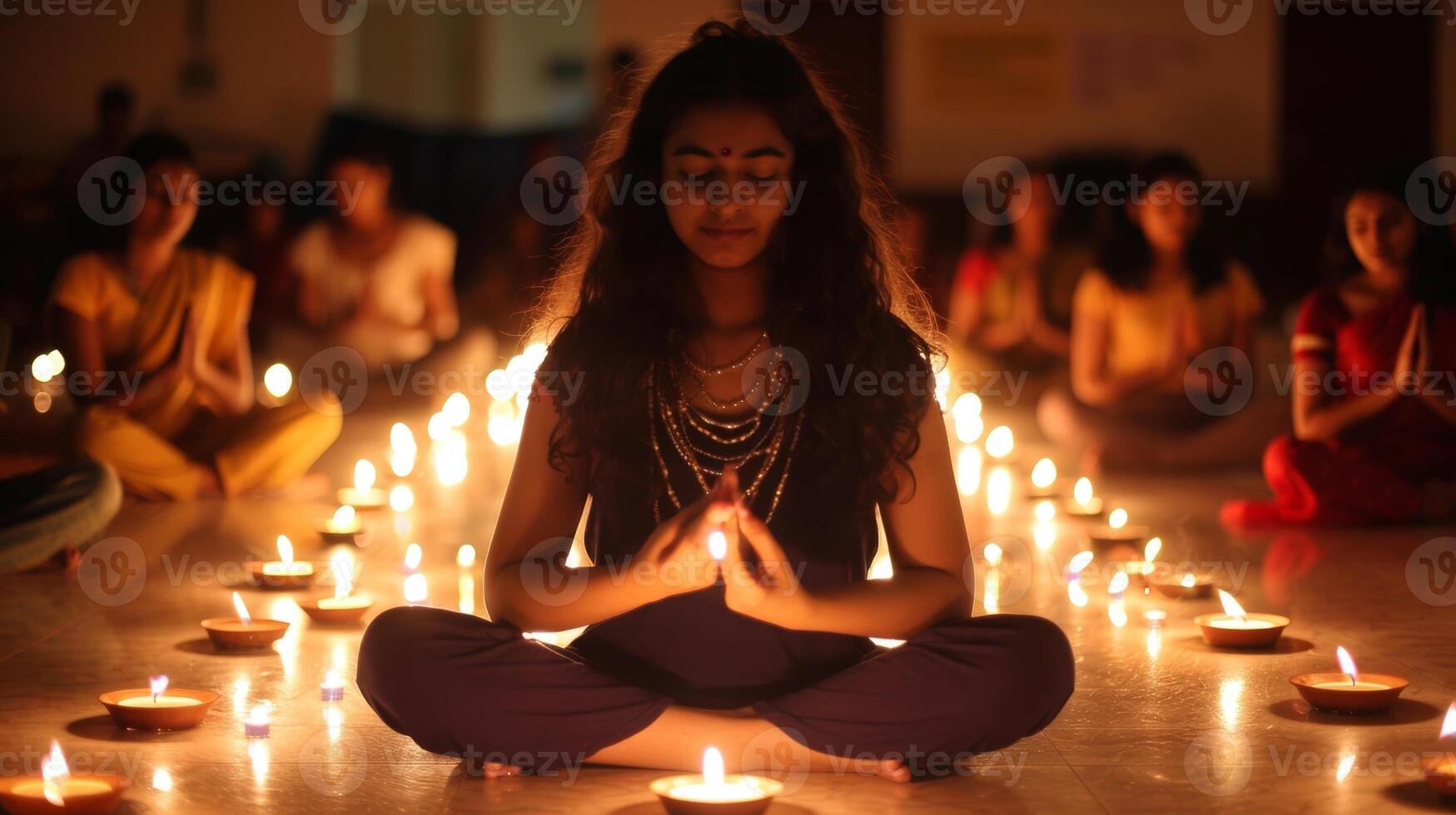 asanas exécuté avec la grâce et tranquillité au milieu de le apaisant lumière de le bougies. 2d plat dessin animé photo