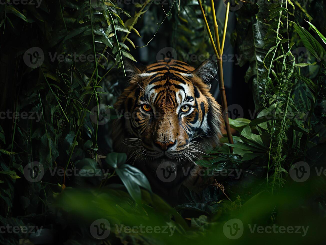 ai généré tigre dans le sauvage génératif ai photo