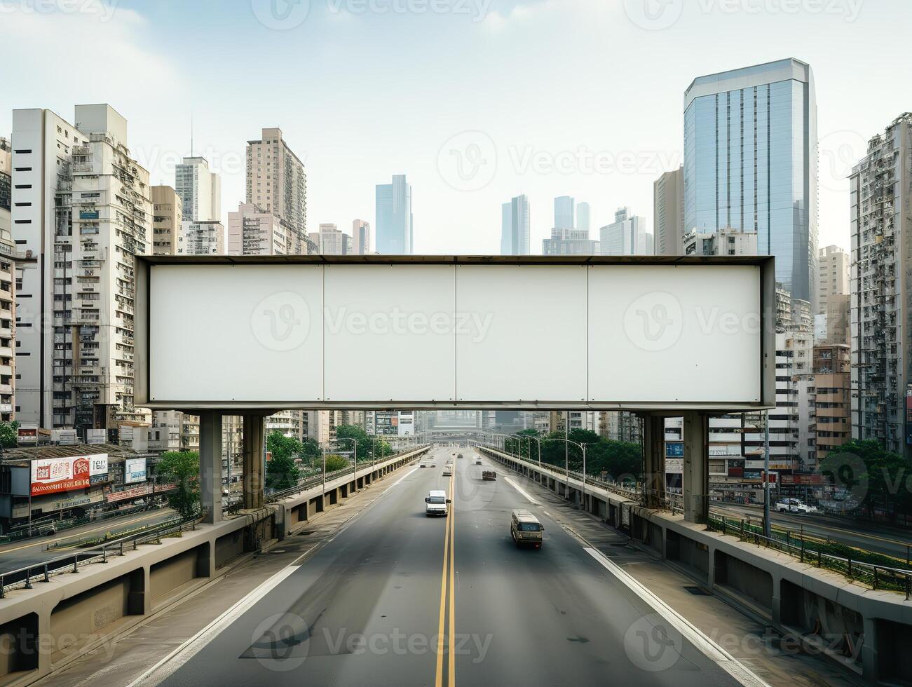 ai généré vide sale panneaux d'affichage dans le gros ville génératif ai photo