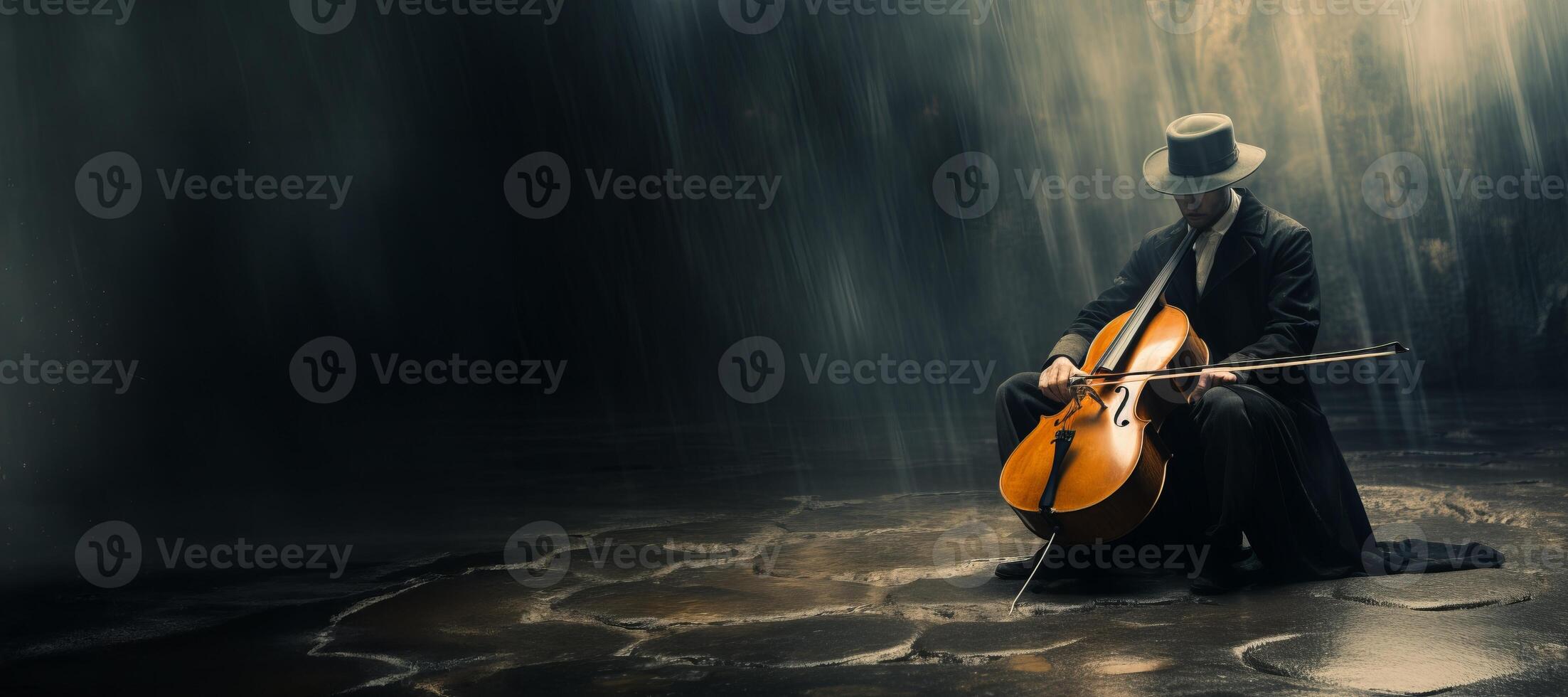ai généré une homme pièces le violoncelle passionnément génératif ai photo
