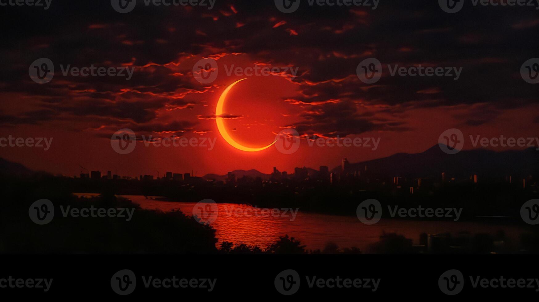 ai généré solaire éclipse bannière génératif ai photo