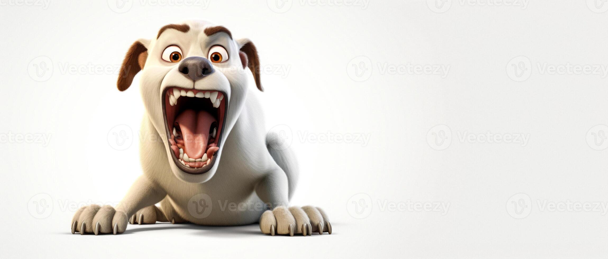 ai généré en colère Animé chien sur une blanc Contexte génératif ai photo