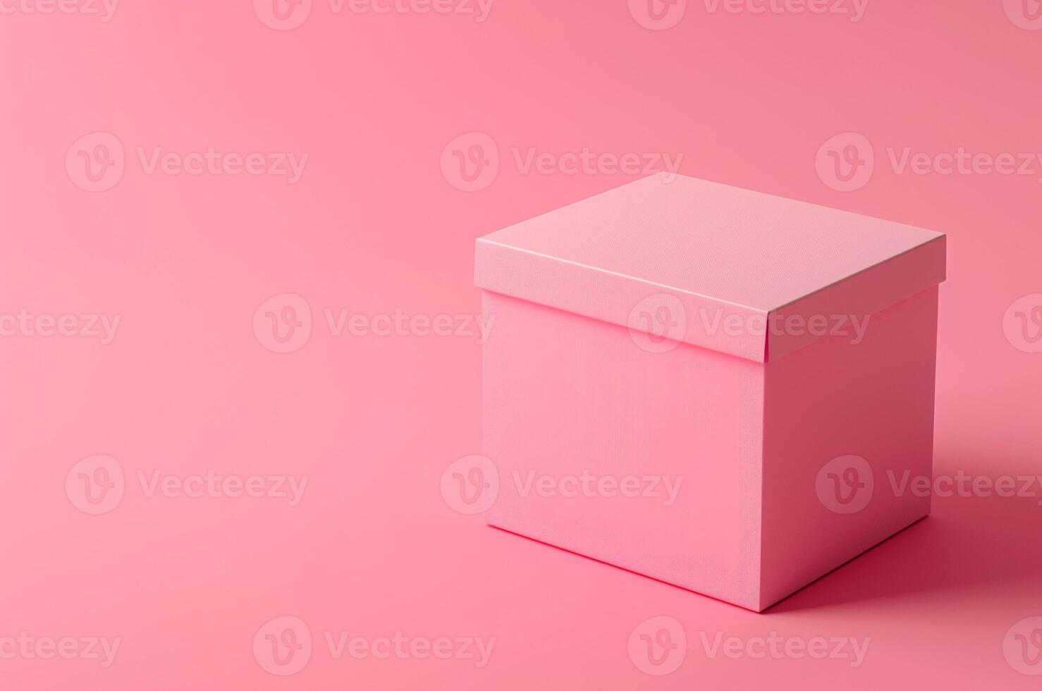 fermé rose boîte sur rose arrière-plan, rose boîte maquette, conception, cube photo