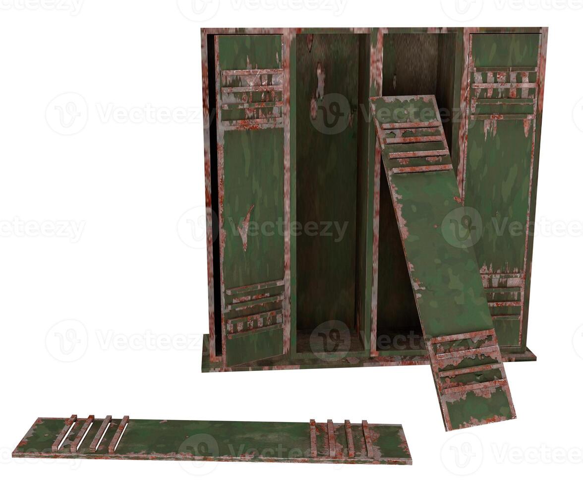 vieux vert militaire casier, espace de rangement concept photo