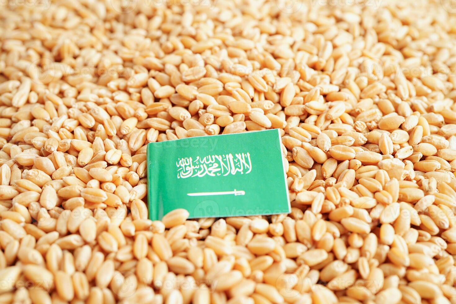 saoudien Saoudite drapeau sur grain blé, Commerce exportation et économie concept. photo