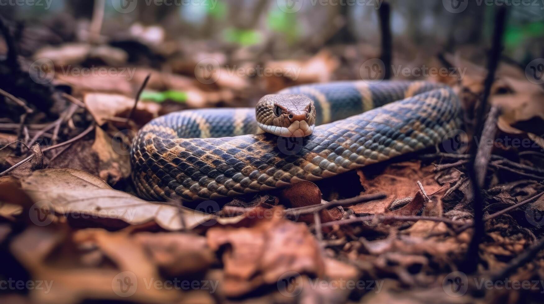 proche en haut dangereux mortel toxique cobra serpent dans le sauvage photo