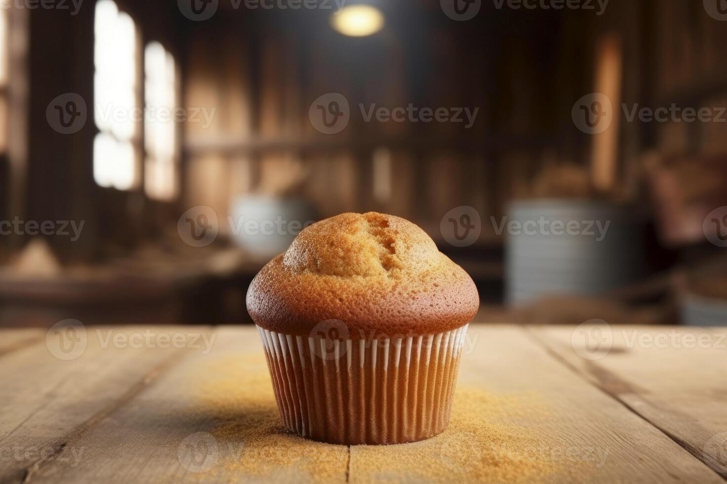 délectable muffin dessert magnifiquement présenté sur une rustique toile de fond exsudant chaleur photo