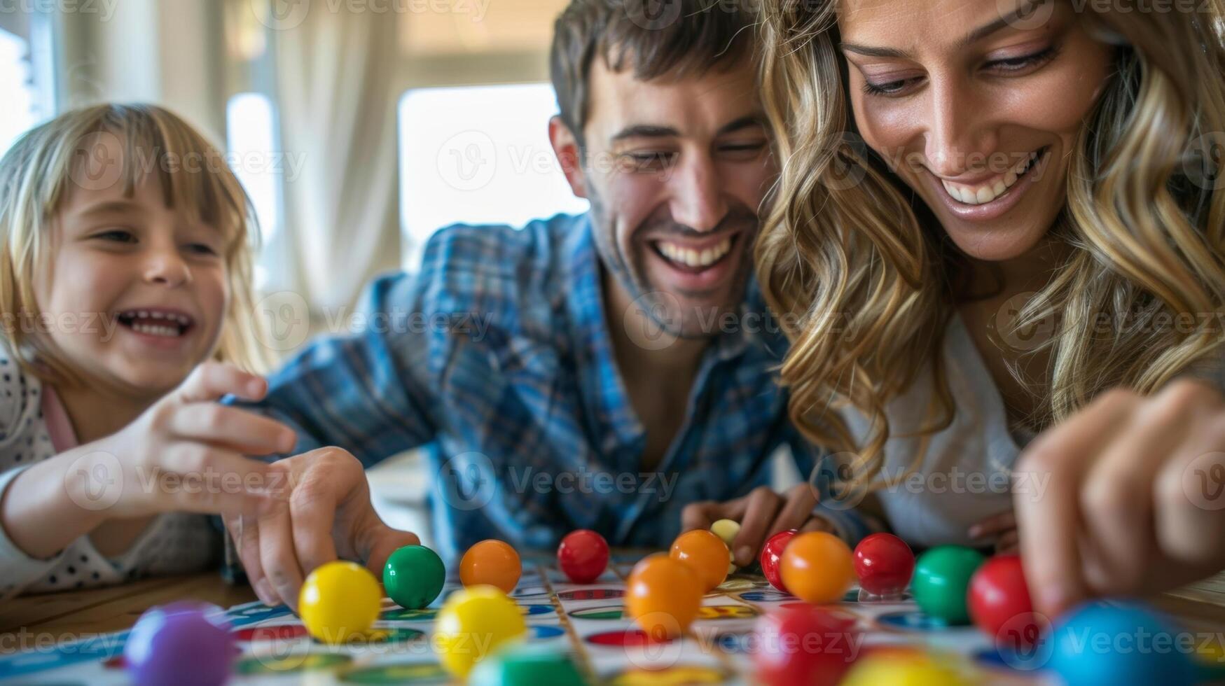 une famille profiter une Jeu de bingo ensemble appel en dehors Nombres et gagnant petit prix photo