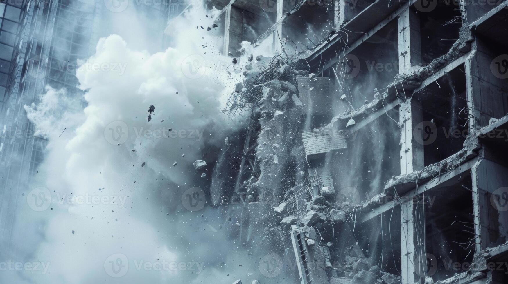 le dernier restant mur de une démoli bâtiment étant amené vers le bas par une naufrage Balle dans une spectaculaire final coup photo