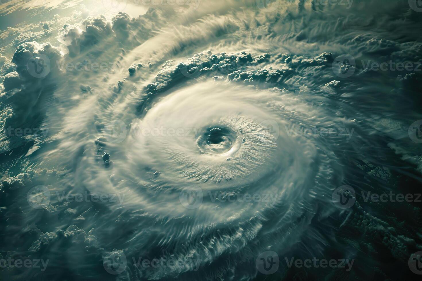 effrayant énorme ouragan typhon plus de océan, apocalyptique spectaculaire Contexte photo