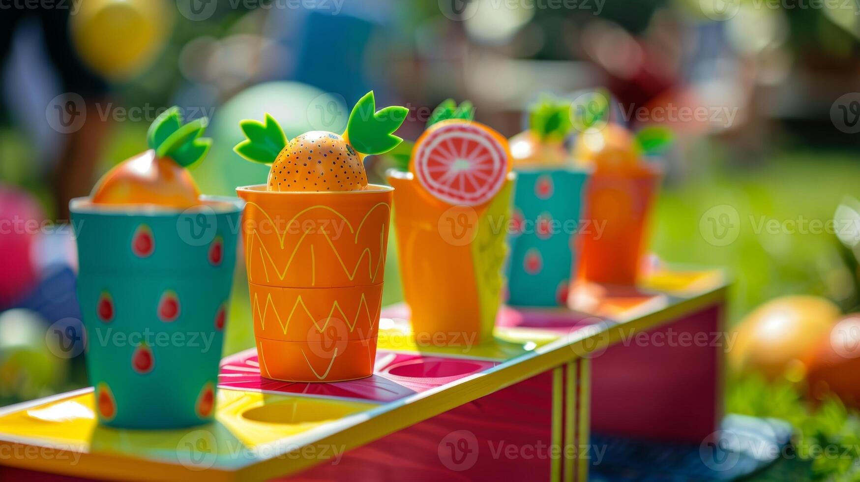 une mini carnaval avec Jeux tel comme épingle le fruit sur le arbre et une fruité version de une pouf lancer photo