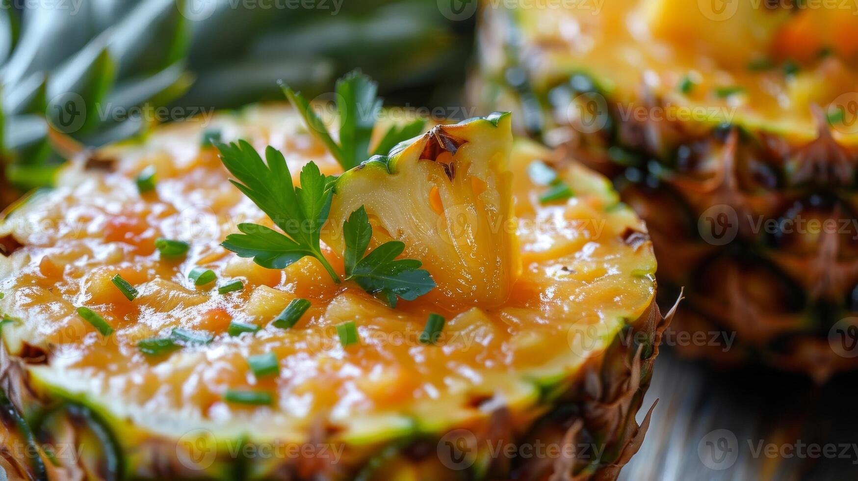 servi dans une évidée ananas cette fruité et rafraîchissant Gaspacho soupe recette Rendez-vous retour à le années 1800 et est Bien sur à délice le goût bourgeons photo