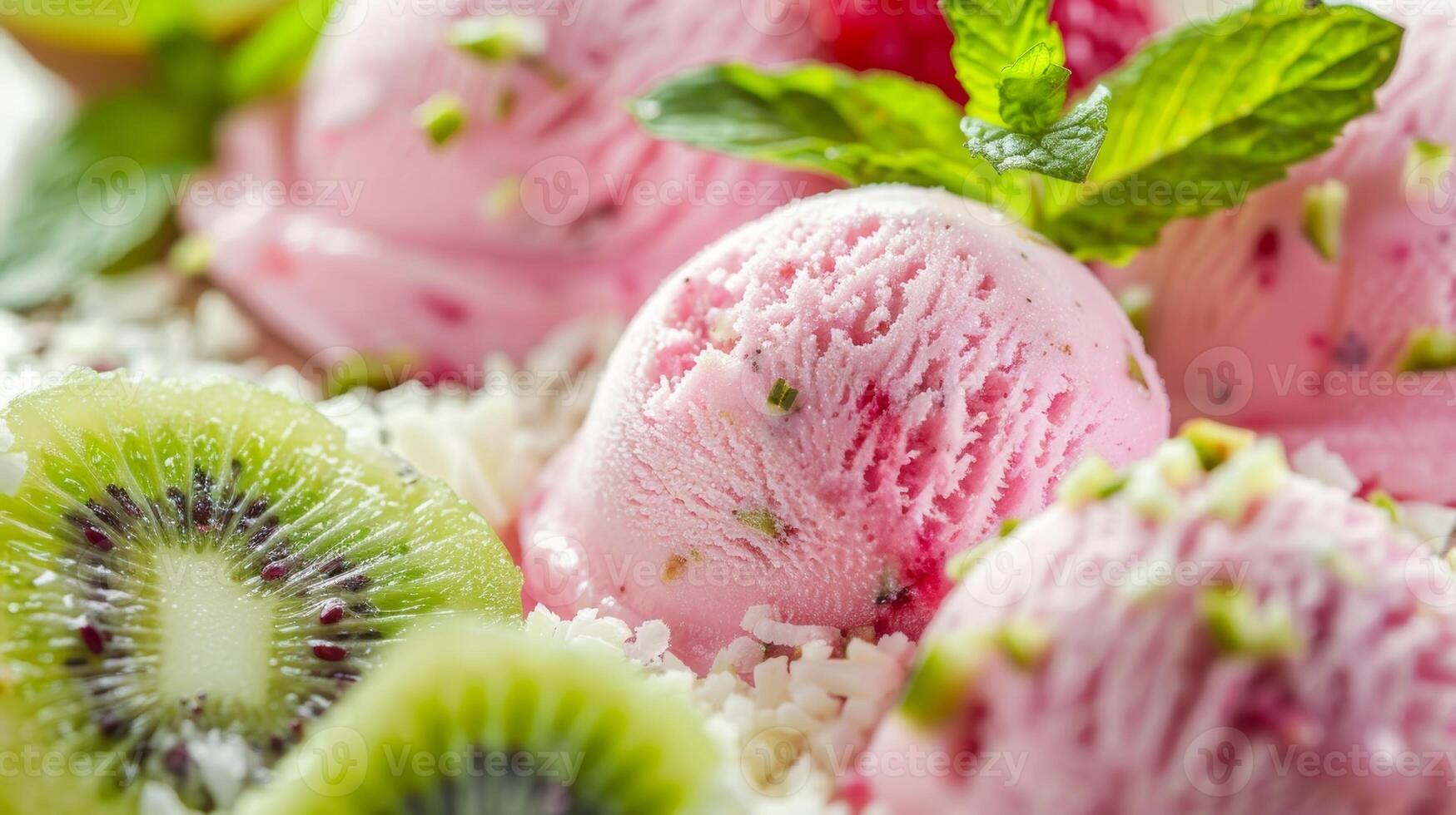 un opportunité à goût le tropiques avec unique la glace crème les saveurs comme litchi et kiwi photo