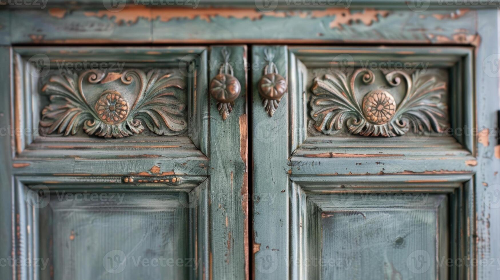 une étourdissant antique armoire amené retour à la vie avec une Nouveau sculpté à la main porte et Frais peindre photo