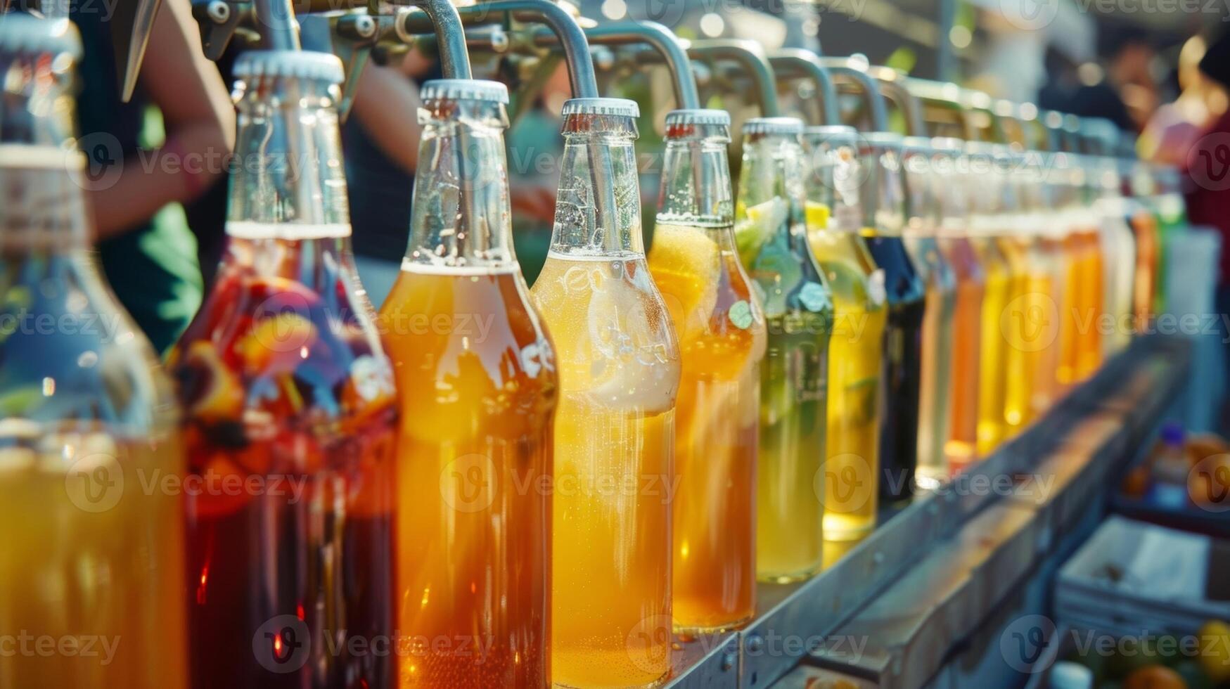 une vendeur vend non alcoolique Bière offre une variété de les saveurs comprenant fruité et traditionnel les options à approvisionner à tout goûts photo