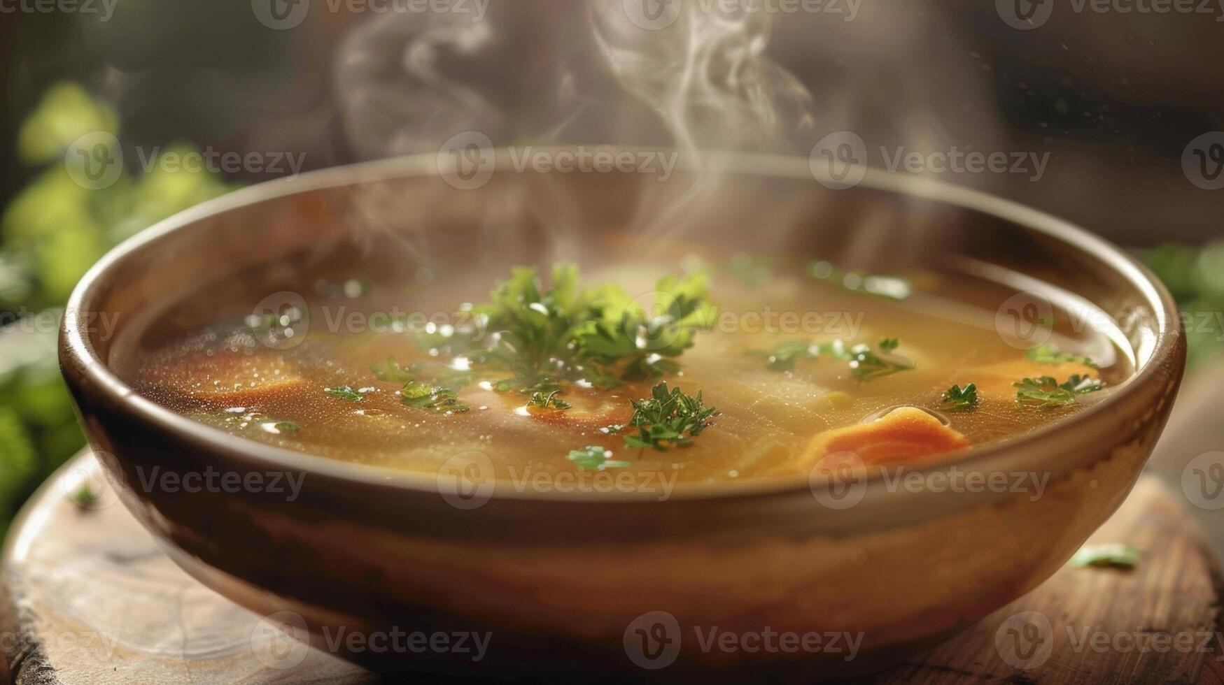 une bol de fumant soupe est présenté attrayant invités à immerger se dans le arômes et les saveurs photo