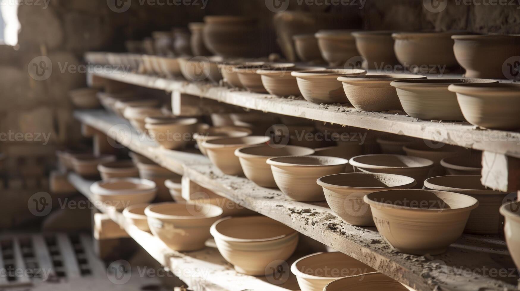 pendant le cuisson processus une potier stratégiquement feuilles les espaces pour air à couler dans et en dehors de le four réduire énergie consommation et promouvoir même chauffage. photo