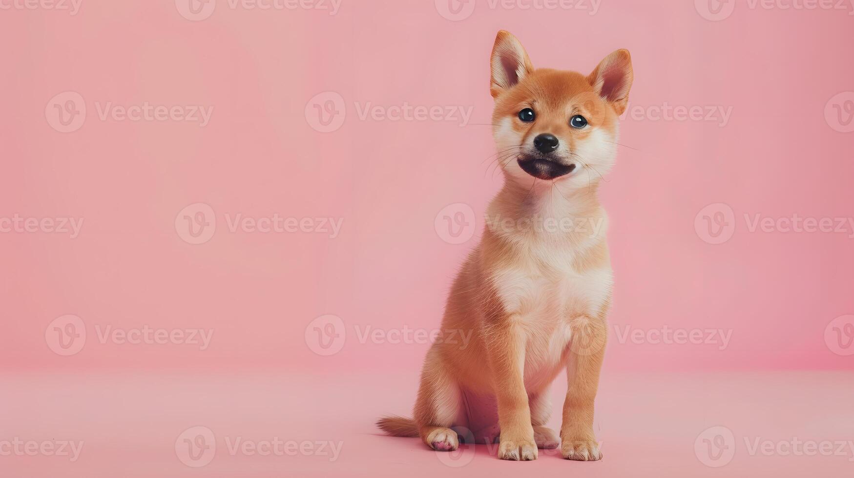 portrait de une mignonne shiba inu chiot sur une coloré Contexte. neural réseau photo