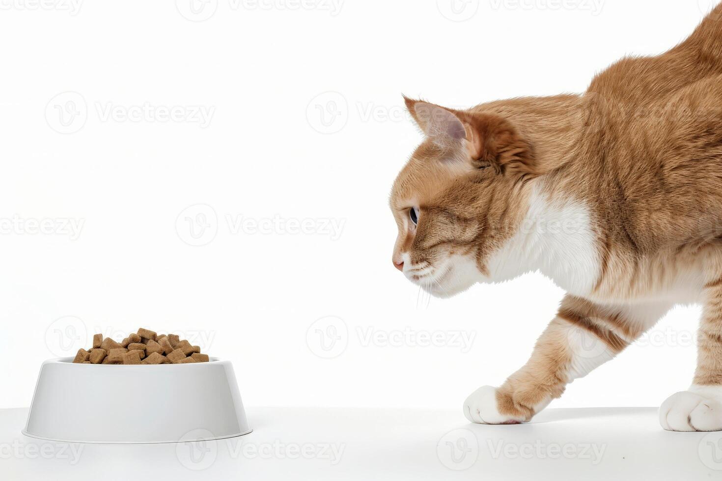 chaton chat séance près le bol de animal de compagnie aliments. photo