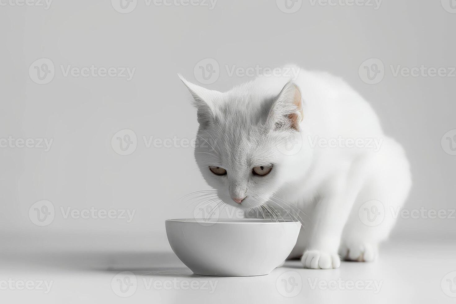 chaton chat séance près le bol de animal de compagnie aliments. photo