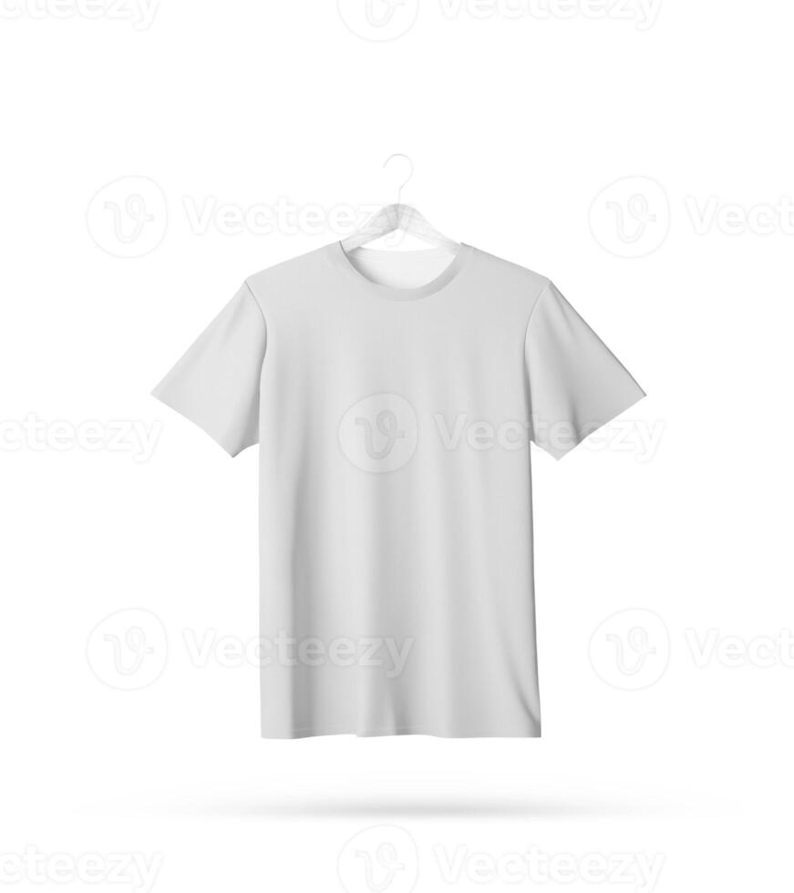 pendaison blanc T-shirt sur blanc Contexte photo