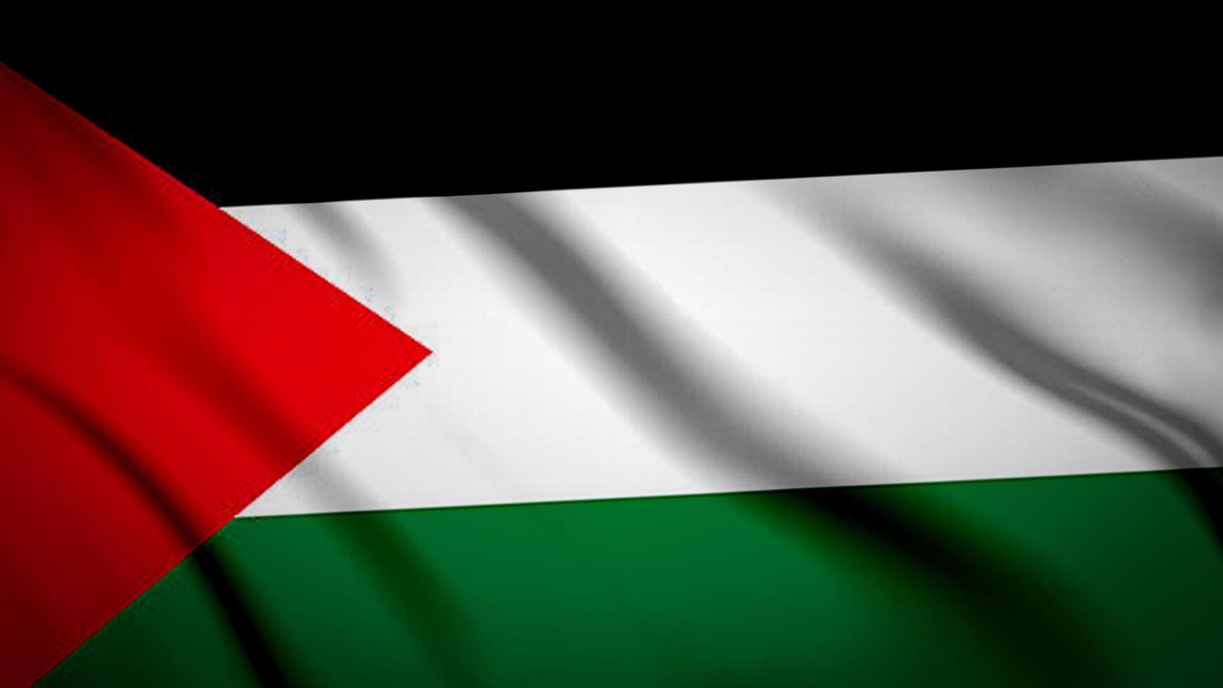 proche en haut agitant drapeau de Palestine. drapeau symboles de Palestine. photo