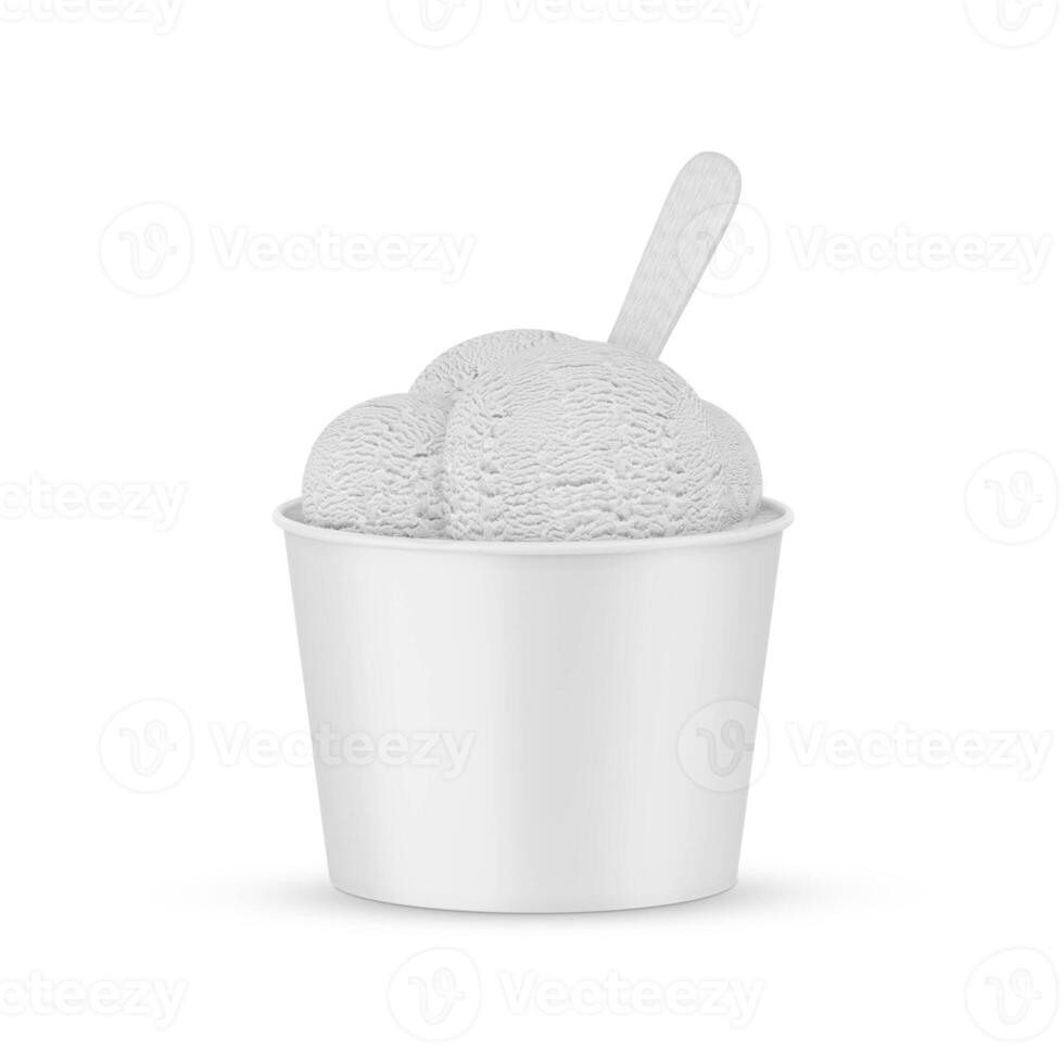 la glace crème tasse sur blanc Contexte photo