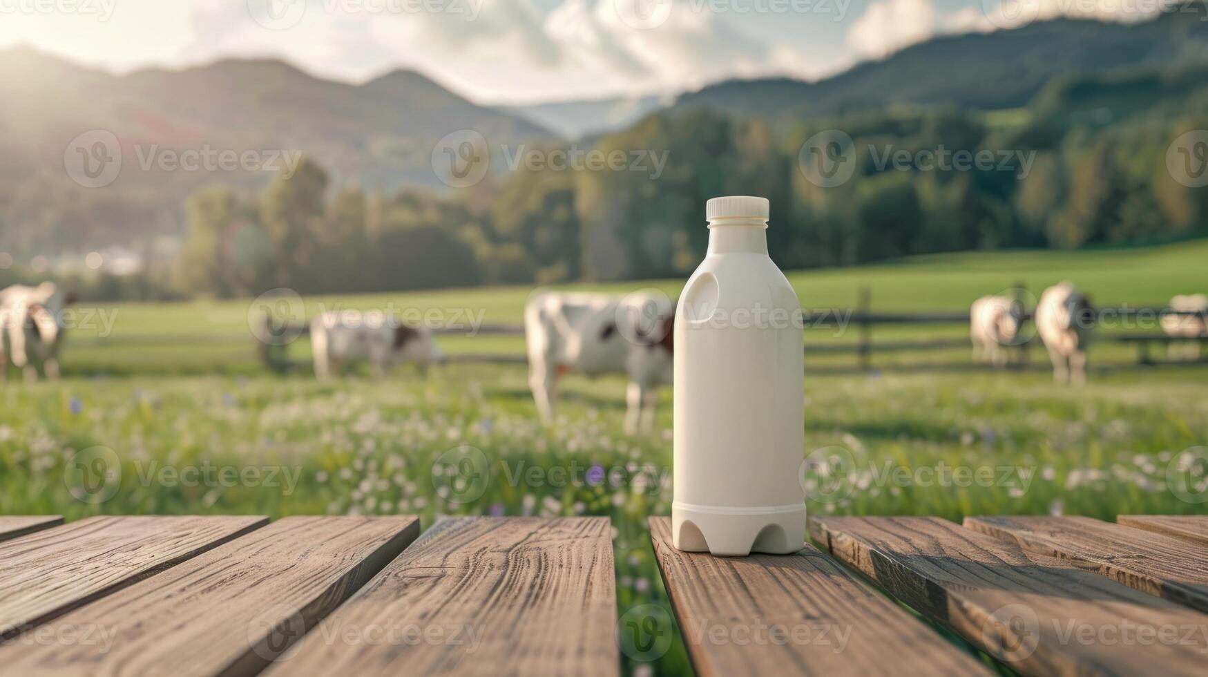 laitier des produits emballé dans une vert champ de herbe photo