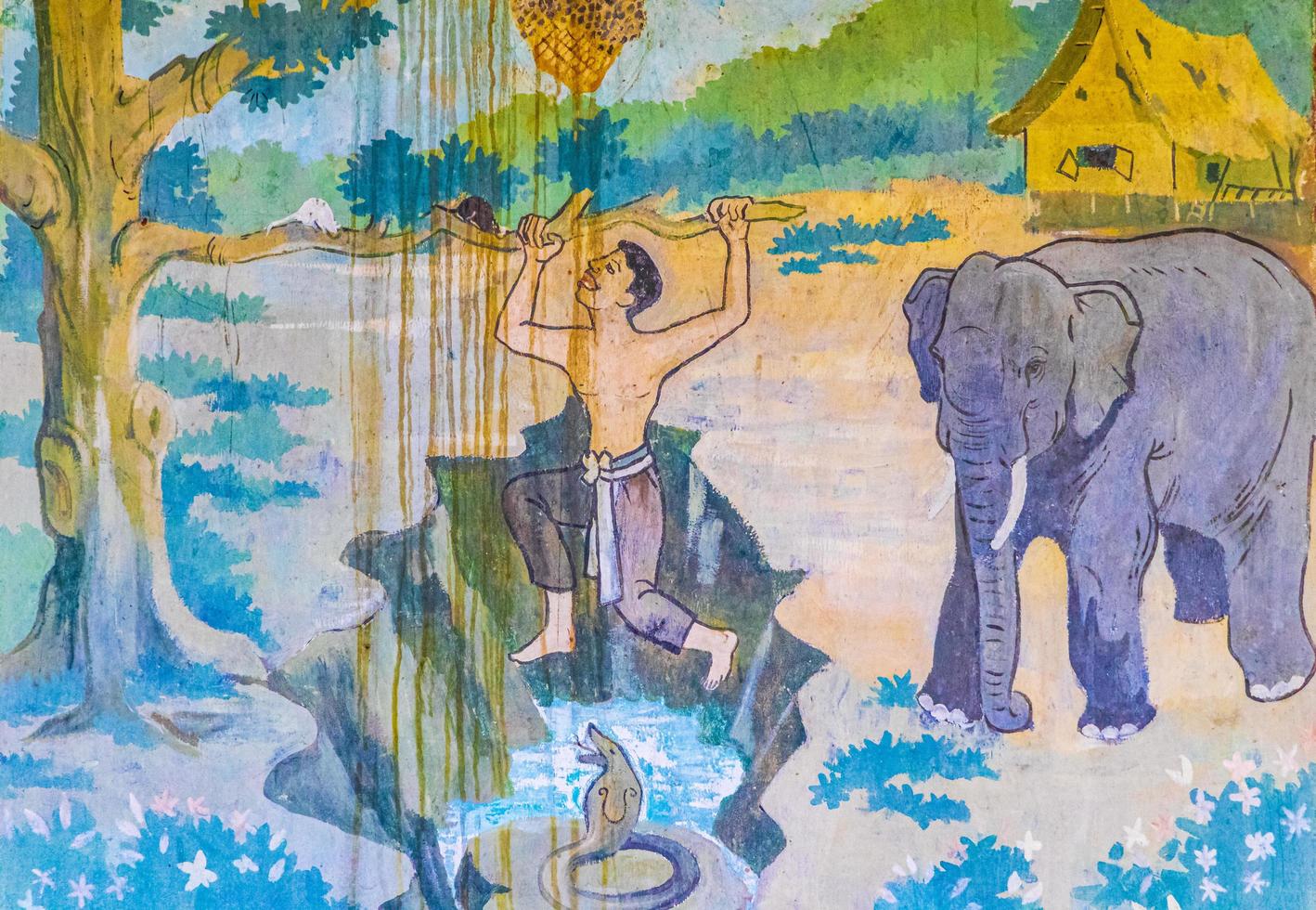 peintures d'architecture de temple bouddhiste wat phol phao luang prabang au laos. photo