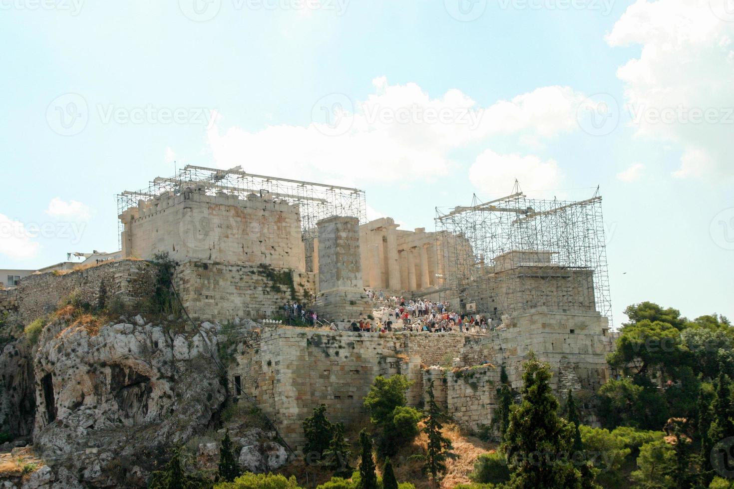 restauration en cours au parthénon au sommet de l'acropole à Athènes, Grèce photo