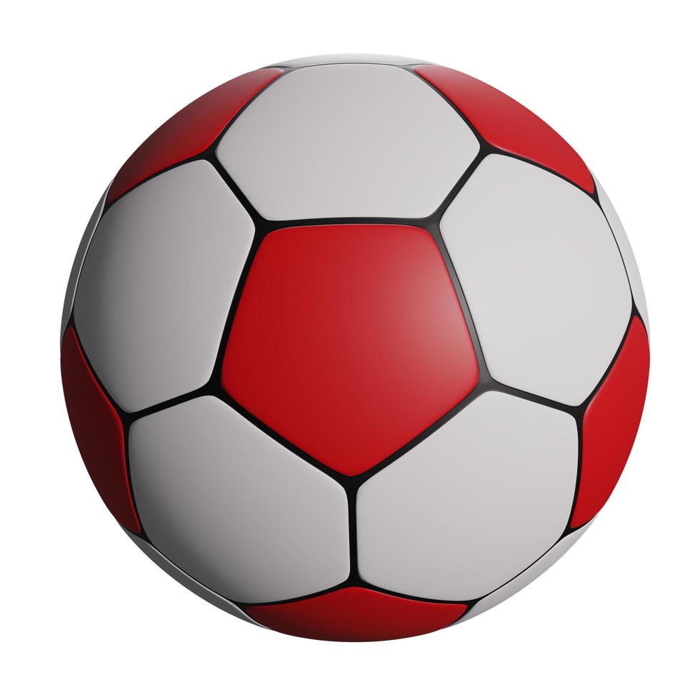 ballon de football rouge réaliste rendu 3d isolé photo