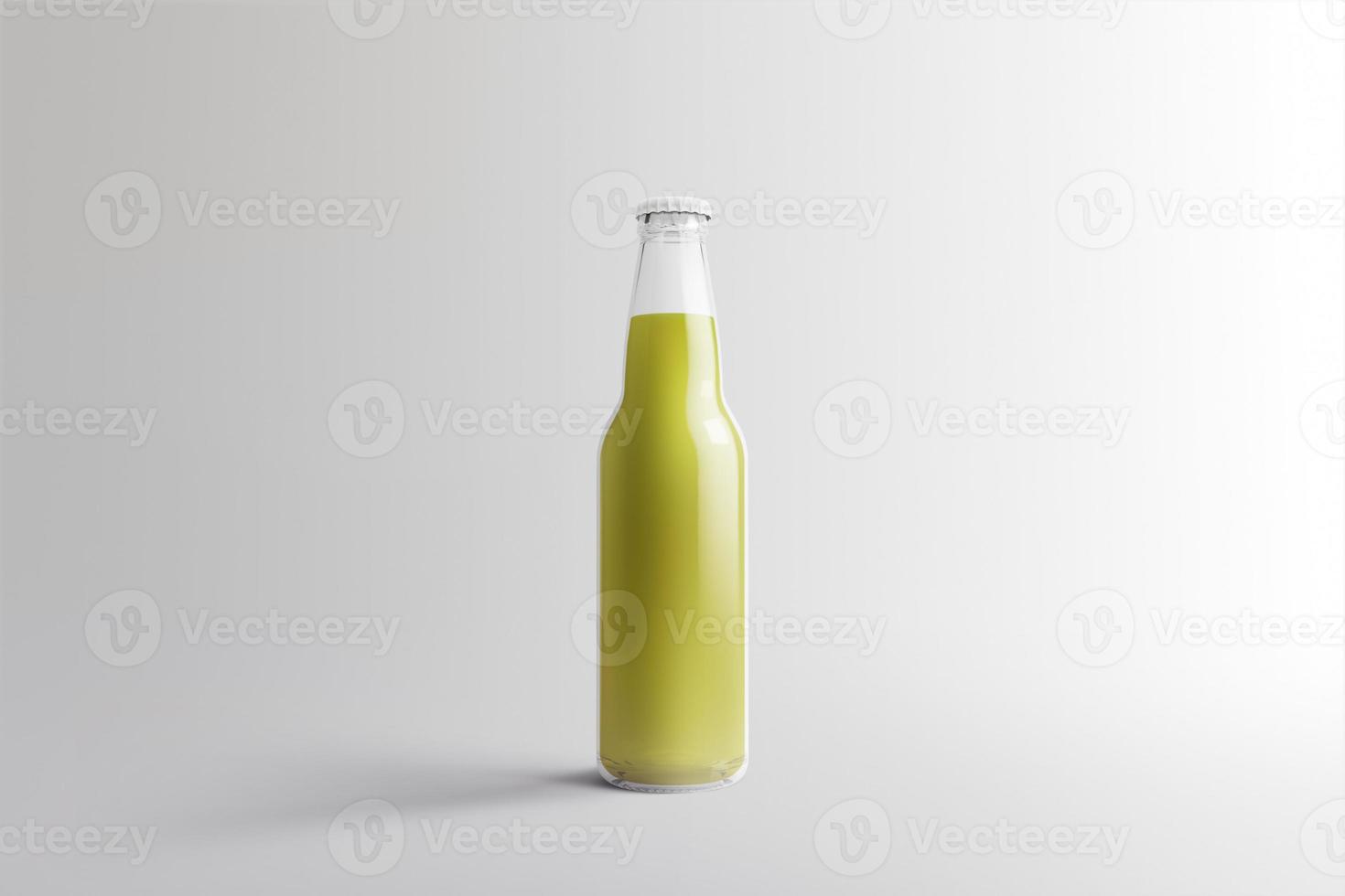 diverses bouteilles de soda aux fruits, boisson non alcoolisée avec des gouttes d'eau isolées sur fond blanc. Rendu 3D, adapté à votre projet de conception. photo