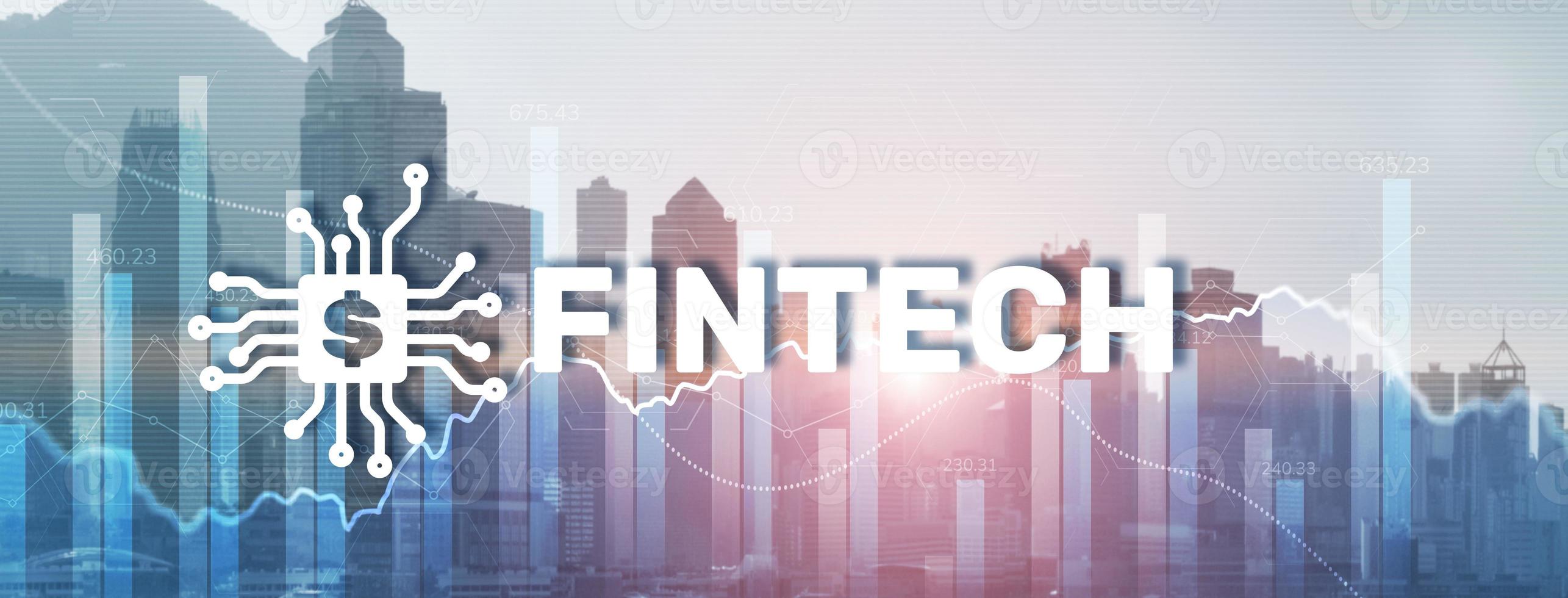 concept de technologie financière. fintech sur citybackground moderne photo