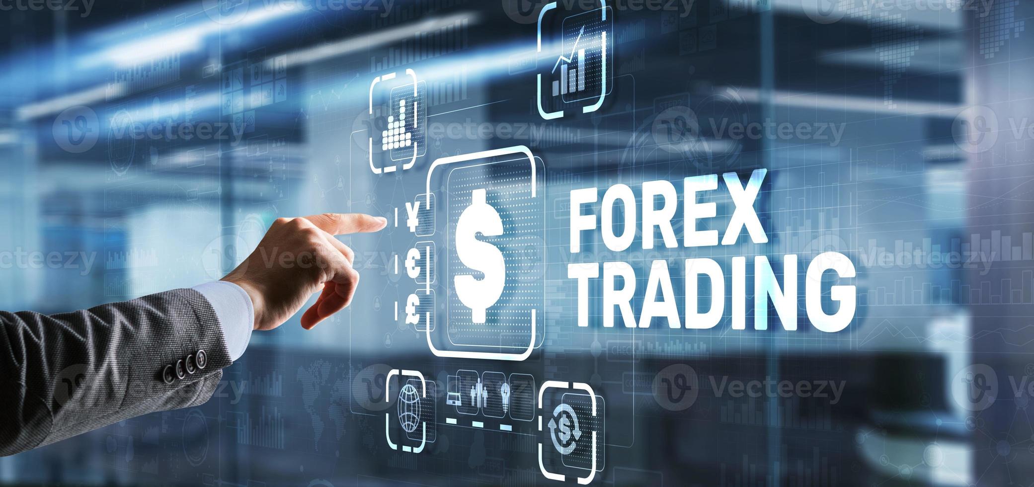 inscription forex trading sur écran virtuel. concept de marché boursier d'affaires photo