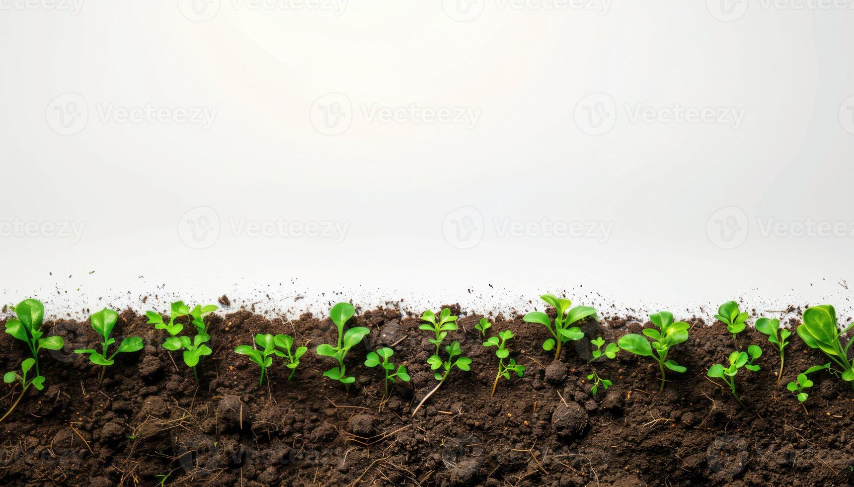 Terre avec herbe choux sur une blanc Contexte. semis dans le sol. régénérateur et durable concept photo