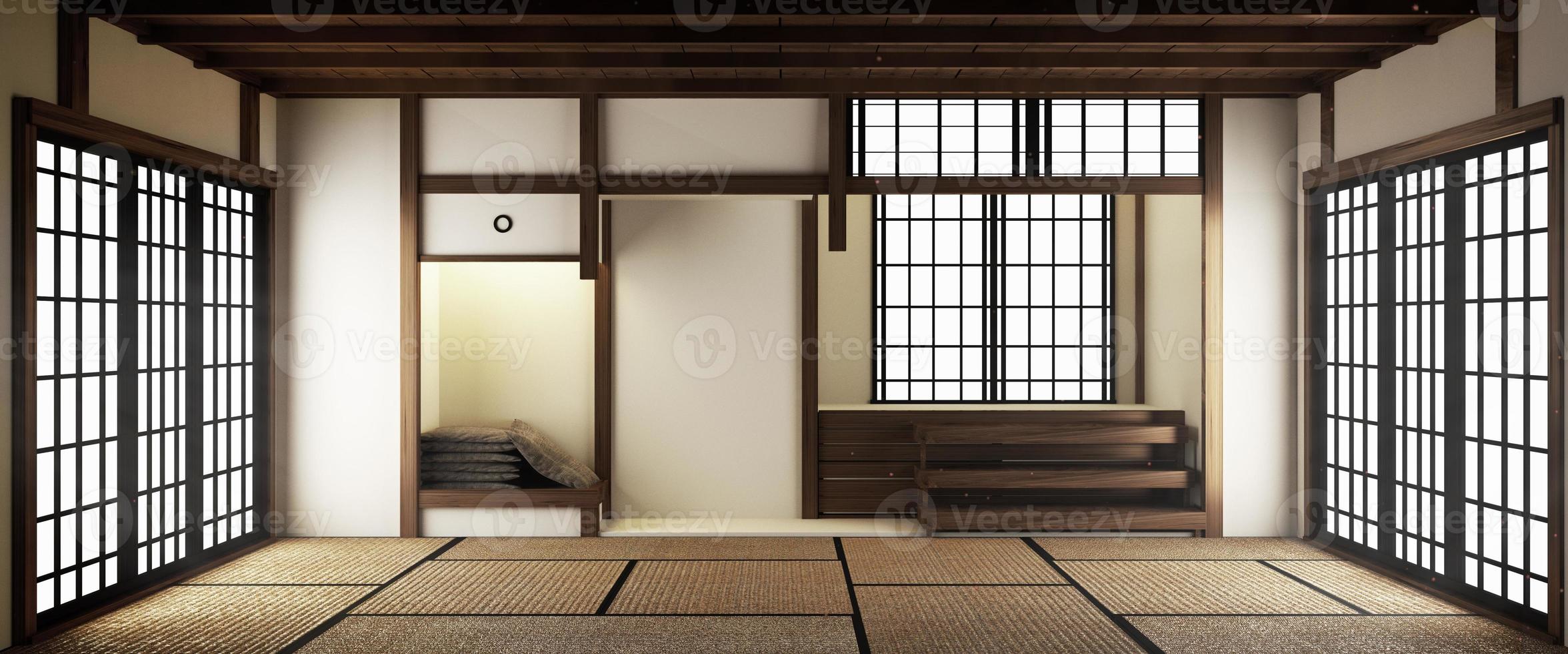 salon de style japonais moderne de luxe intérieur maquette, concevant le plus beau. rendu 3D photo