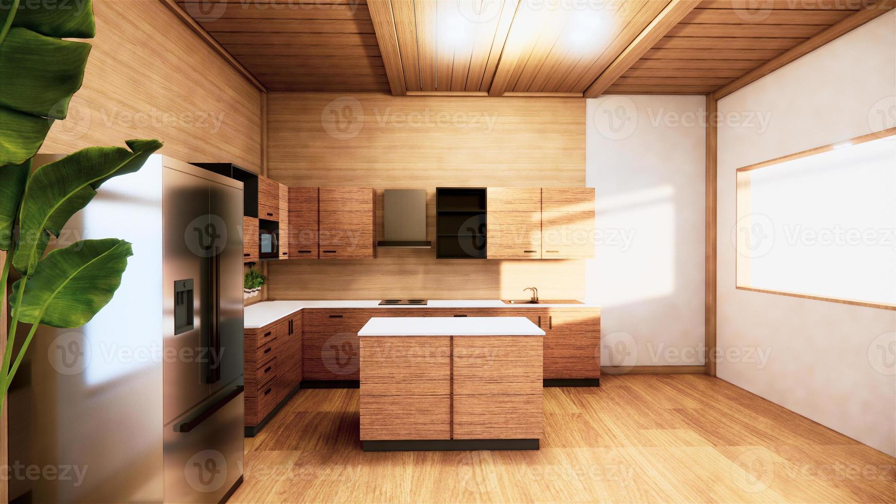 salle de cuisine de style japonais. rendu 3D photo