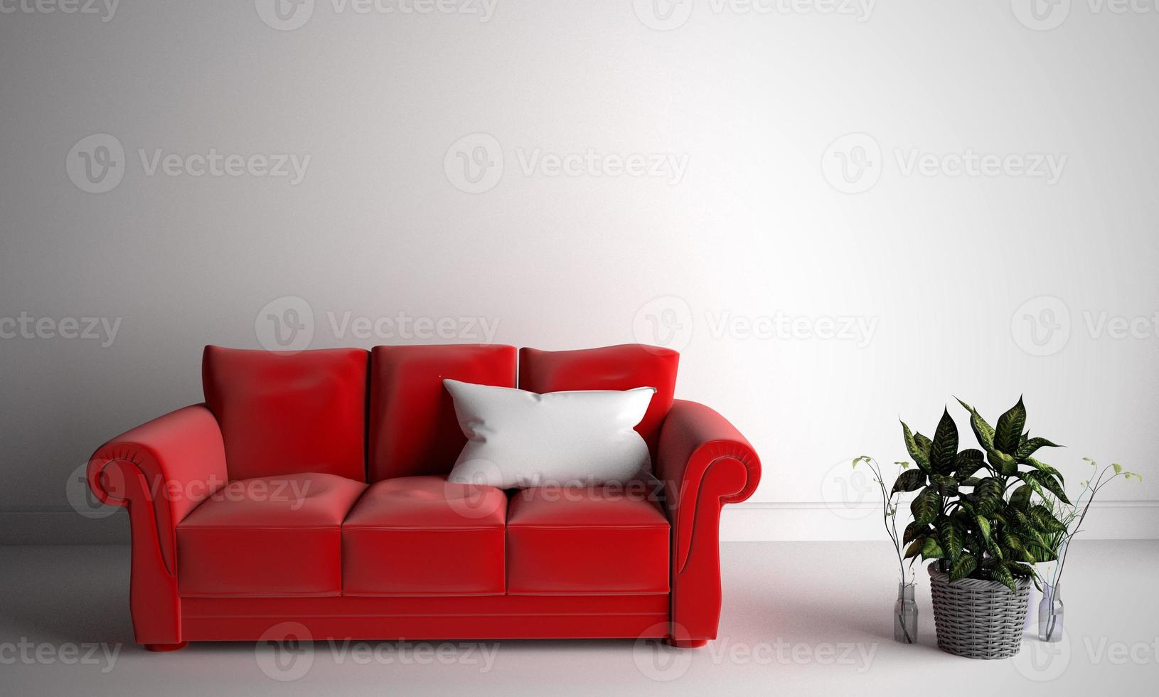 chambre et un canapé avec de l'espace pour votre contenu. rendu 3D photo