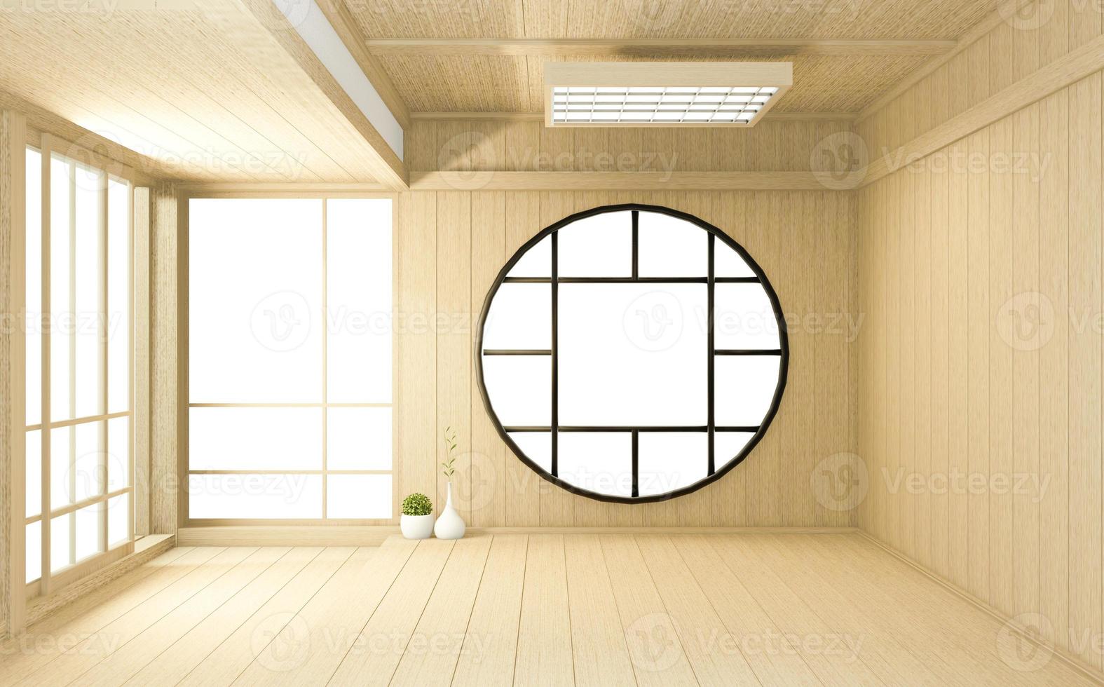 vide grande salle de style tropical japonais. rendu 3D photo