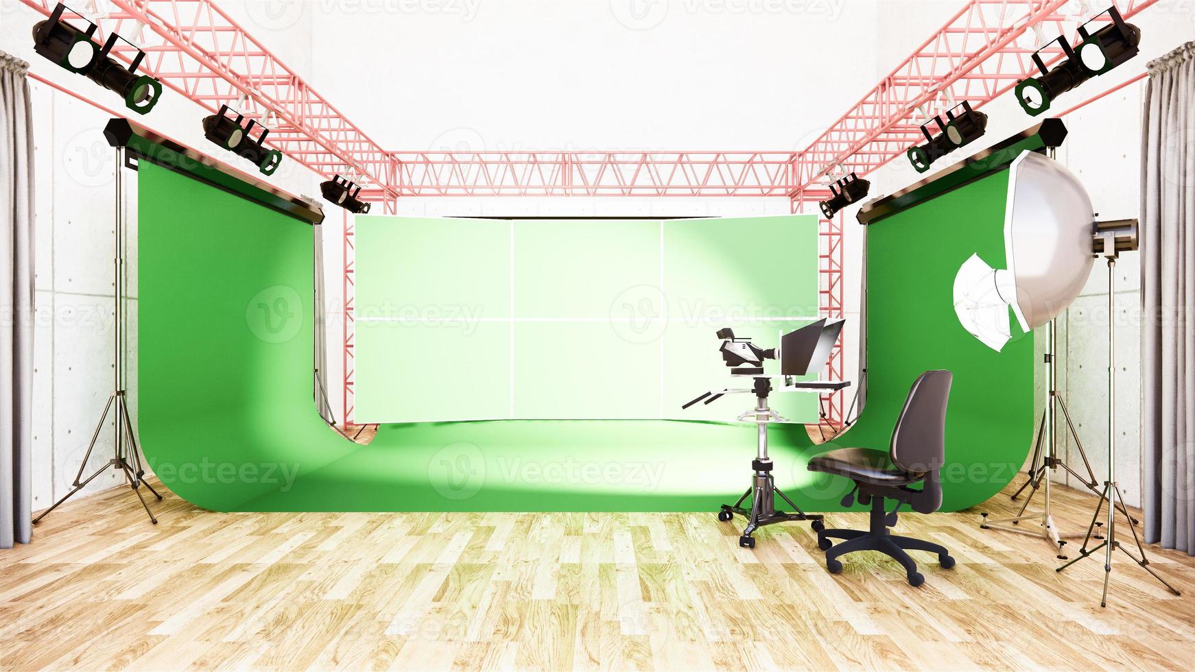 studio - studio de cinéma moderne avec écran blanc. rendu 3D photo