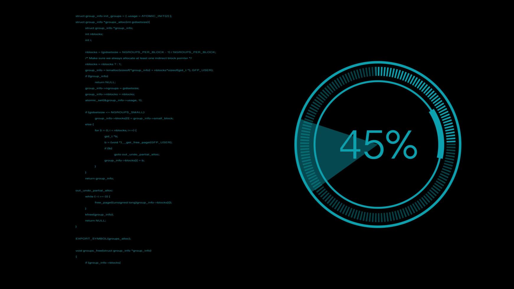 code de concept cyber avec cercle de chargement pour l'arrière-plan du pirate informatique photo