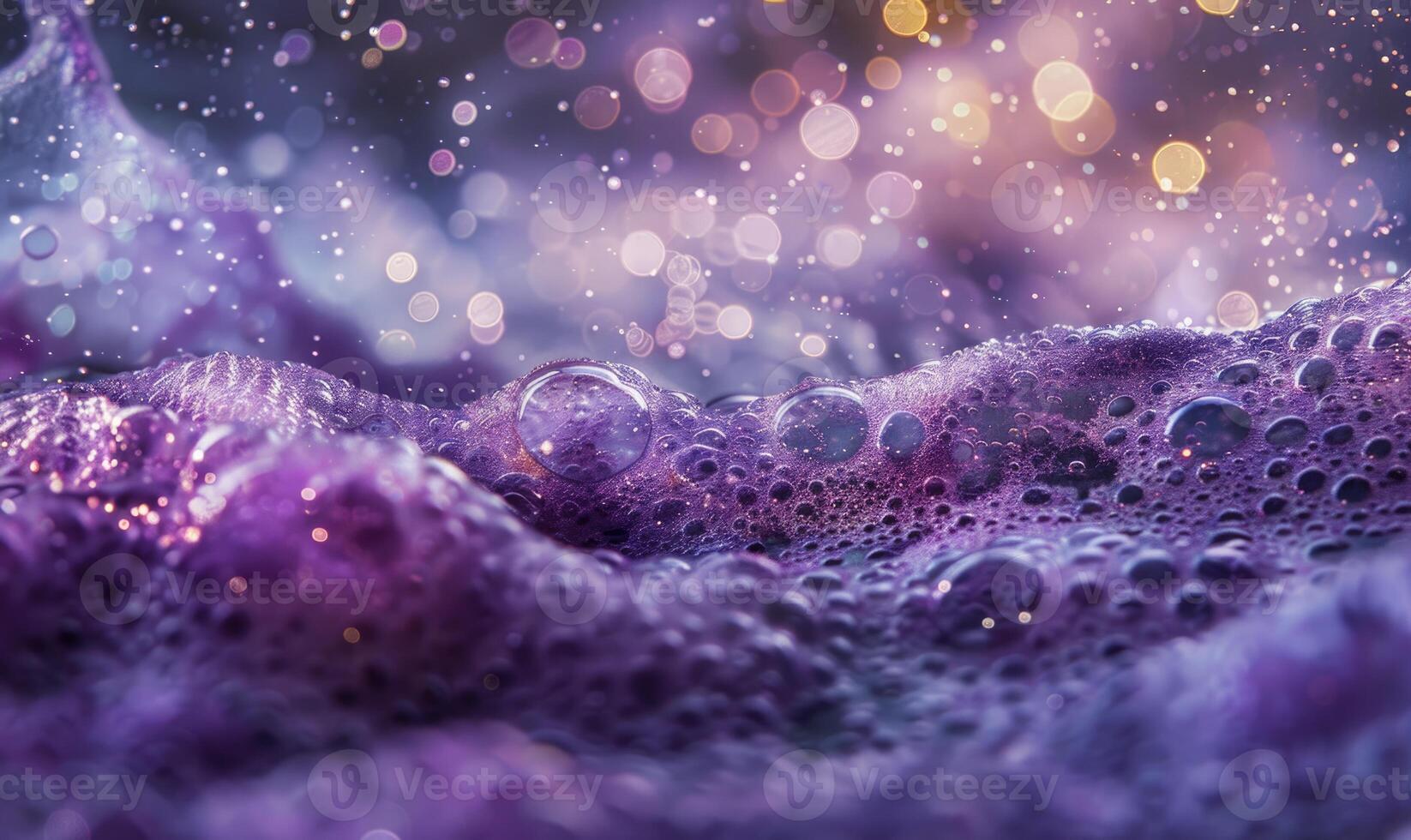 coloré l'eau et mousse bulles, violet abstrait Contexte photo