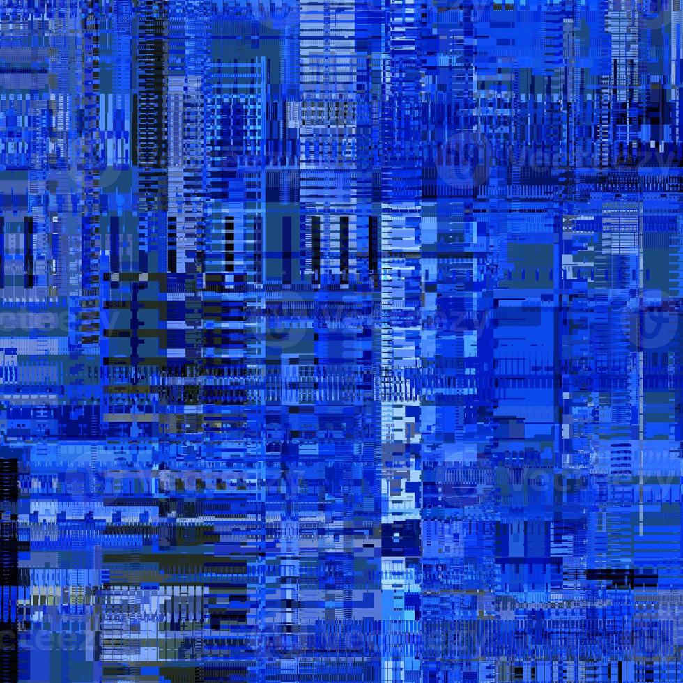 bleu foncé unique glitch texturé signal abstrait abstrait pixel glitch erreur photo