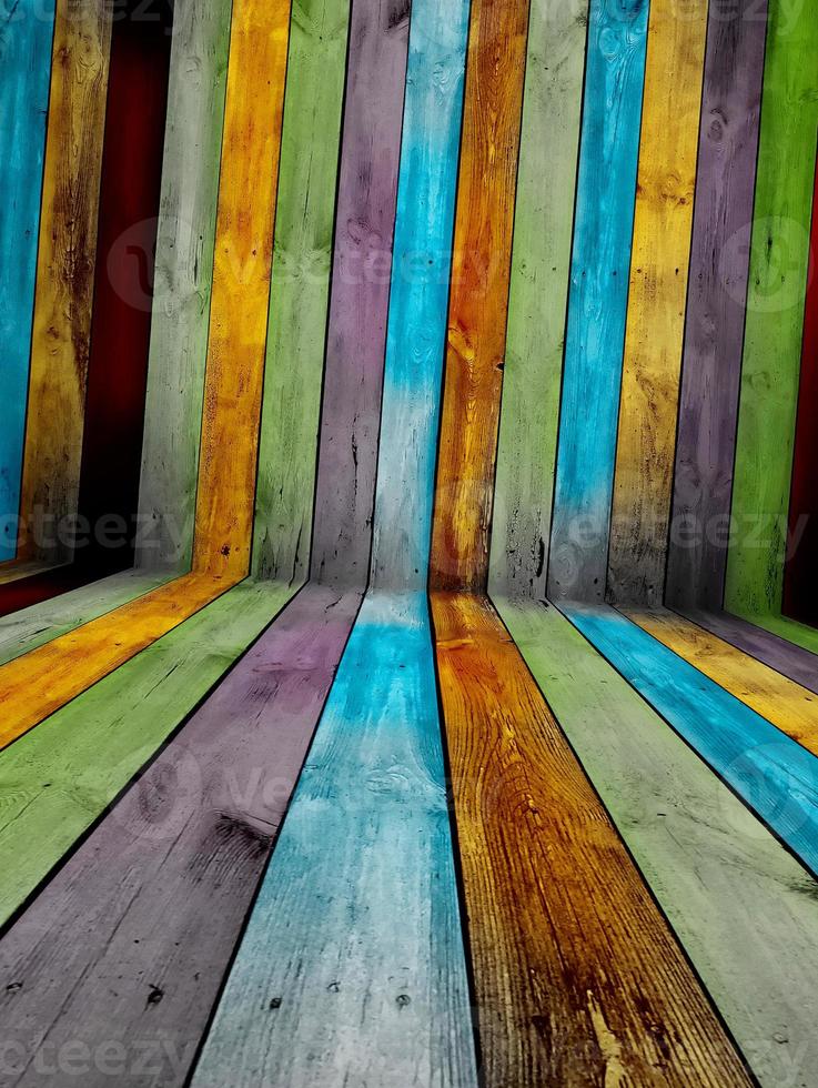 surface de texture de planche de bois de couleur arc-en-ciel avec un ancien motif naturel sur bois. photo